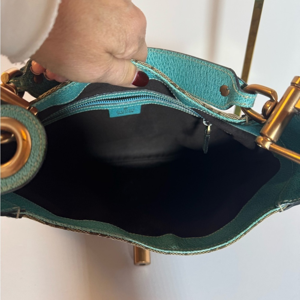 AUTHENTIC Gucci Tan and Teal Jackie Shoulder Bag - Picture 7 of 12